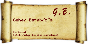 Geher Barabás névjegykártya